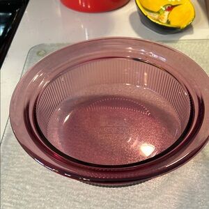 Corning VISIONs  cranberry 1qt Glass sauce pan or double boiler
